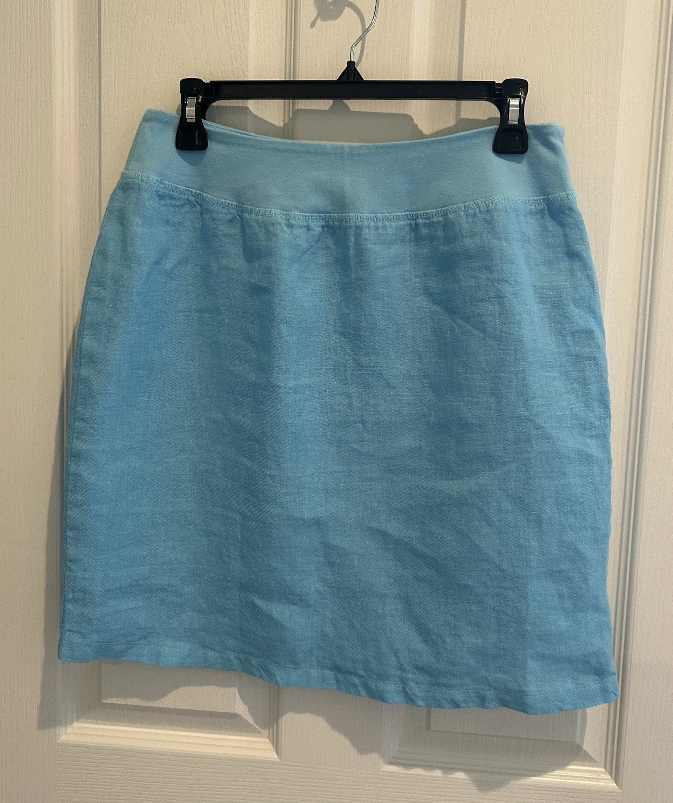 NWOT Cut Loose Linen Skirt Womens Size Small Blue Elastic Pull On