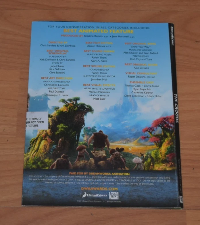 The Croods (DVD, 2013) DreamWorks Animation For Your Consideration FYC - Image 3 of 3