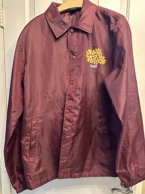 Neff Snap Button Windbreaker Jacket Men's Size Large Burgundy Maroon Floral