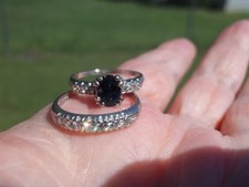 2CT 14k White Gold Plated Lab Created Oval Cut Sapphire Wedding Bridal Ring Set