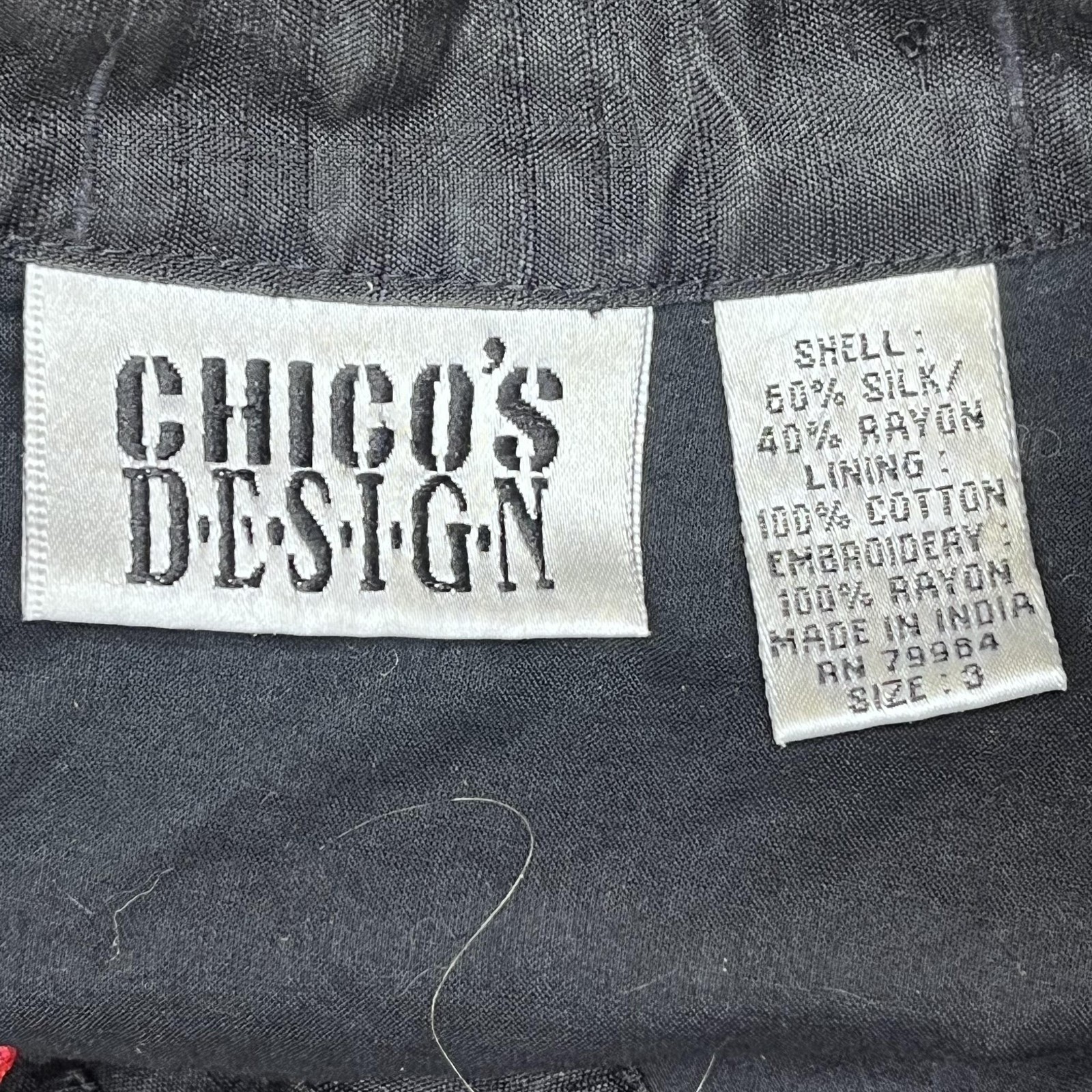 Chicos Patchwork Jacket Womens 3 Embroidered Silk… - image 4