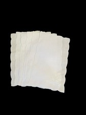 NWOT VTG Hand Embroidered Linen Blend Napkins - Set of 6 High Tea Party White
