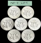 40% Silver Kennedy Half Dollars, 1968 D, 7 Coins, Circulated Lot  (Ref. K68 4)