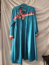 VTG Vanity Fair Terquoise Peignoir Set Nightgown Button Robe 2 Pc Nylon USA L
