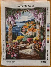 Gorgeous New Needlepoint Canvas Royal Paris "Vue sur Mer", Made in France
