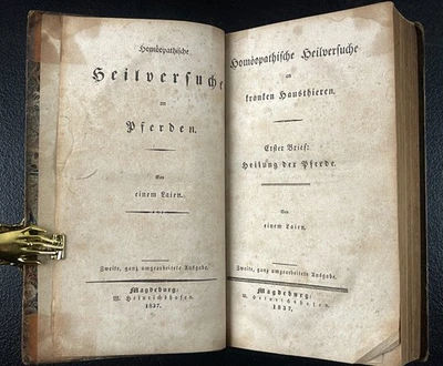 1830s Horse Cattle Animals, Homeopathic Healing Drugs Medicine German Book - Image 1 of 4