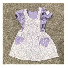 Disney Baby Winnie the Pooh Purple Floral Dress Bodysuit Set 12M Girls 2pc