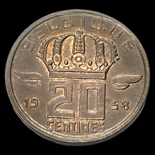 1958 Belgium 20 Centimes KM# 146 World Type Coin Lot D1-140