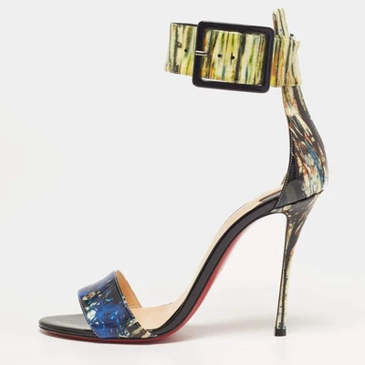 Sandales Christian Louboutin runana taille 40 en cuir verni multicolore à bri... - Photo 1/4