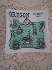 Vtg Oregon State Souvenir Milk Glass Trinket Dish Ashtray Mt Hood Tumalo Falls