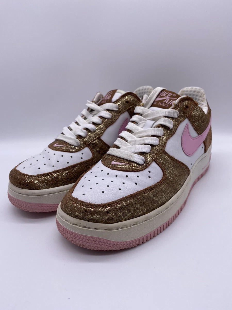 Pink and gold hotsell air force ones