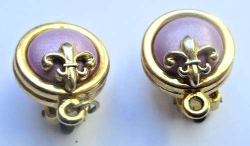 Boucles D'oreilles Clips Vintage Fleurs En Celluloïd Violet - Anciennes Sans Défaut - 2622