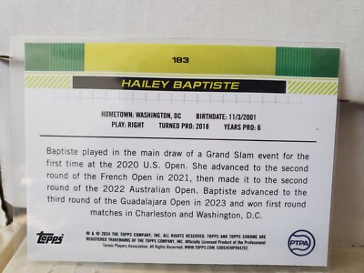 Hailey Baptise 2024 Topps Chrome Tennis Sapphire #183 Green
