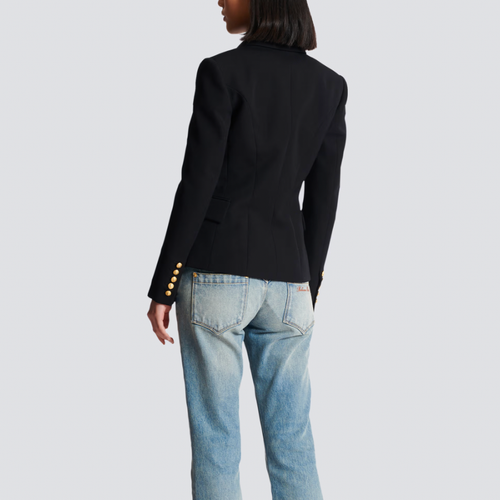 $2550 Balmain Black One Button Tailored Wool Blazer Size 6/FR 38 - Picture 3 of 14