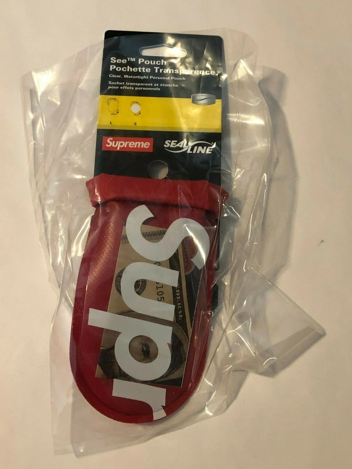 Supreme x SealLine See Pouch Small RED NEW! S/S 2018 Logo Clear Made In The USA