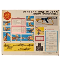 Fire training Kalashnikov assault rifle AK-47 ☭ Soviet DOSAAF Poster 1978 ☭