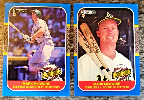 2 Mark McGwire Rookie Cards 1987 Donruss Highlights #46 & #54 Athletics NM-MT