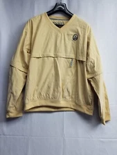 Weatherproof Golf Windbreaker Jacket Mens Large Beige Packable Removable Sleeves