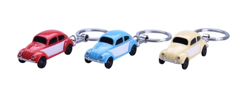 Set of 6 Keychain VW Beetle Blue Red Beige Volkswagen LED Light 1:87