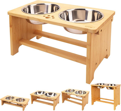 Elevated Dog Bowls,Raised Dog Bowl Stand with 2 Stainless Steel Bowls,Elevated R