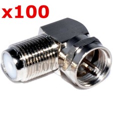 100 Pack Lot - F Type Right Angle 90 Degree M/F Coax Cable TV Adapter Connector