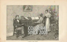 A MORNING AT MRS INGRAMS 1889 OLD FASHION COSTUME ART ILLUSTRATION PRINT  