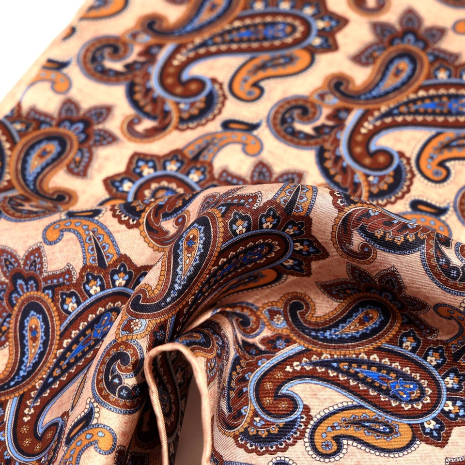 Pañuelo de sarga de seda 100% para hombre y pañuelo de bolsillo de cachemira marrón 30cm 11.8in Foto 3 de 4