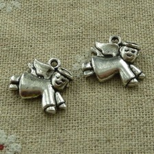 Free Ship 120 pcs tibetan silver angel charms 19X18mm L-2924