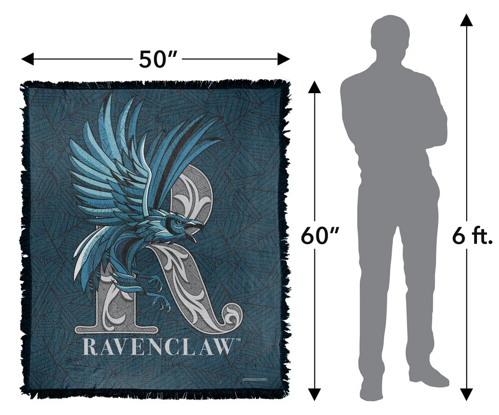 Harry Potter Blanket, 50"x60" Line Style Ravenclaw Woven Blend Throw