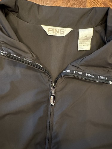 Ping Collection Windbreaker Full Zip Jacket Mens Medium Black Short Sleeve Golf - Picture 2 of 2