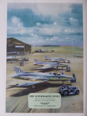 8/1953 PUB VICKERS ARMSTRONGS SUPERMARINE SWIFT RAF FIGHTER ORIGINAL ANZEIGE
