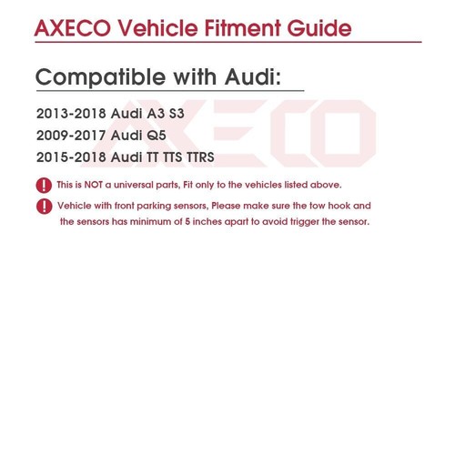 For Audi A3 S3 Q5 TT TTS Front Bumper Tow Hook Eye License Plate Mount Bracket - Picture 3 of 5