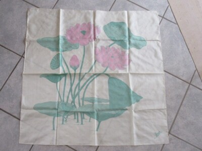 Tuch Silk Seide creme/rosa/lindgrün 78x78 cm Blumen wie NEU
