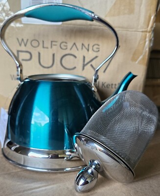 Wolfgang Puck Stainless Steel Petite Kettle and Tea Pot with Infuser-Teal 