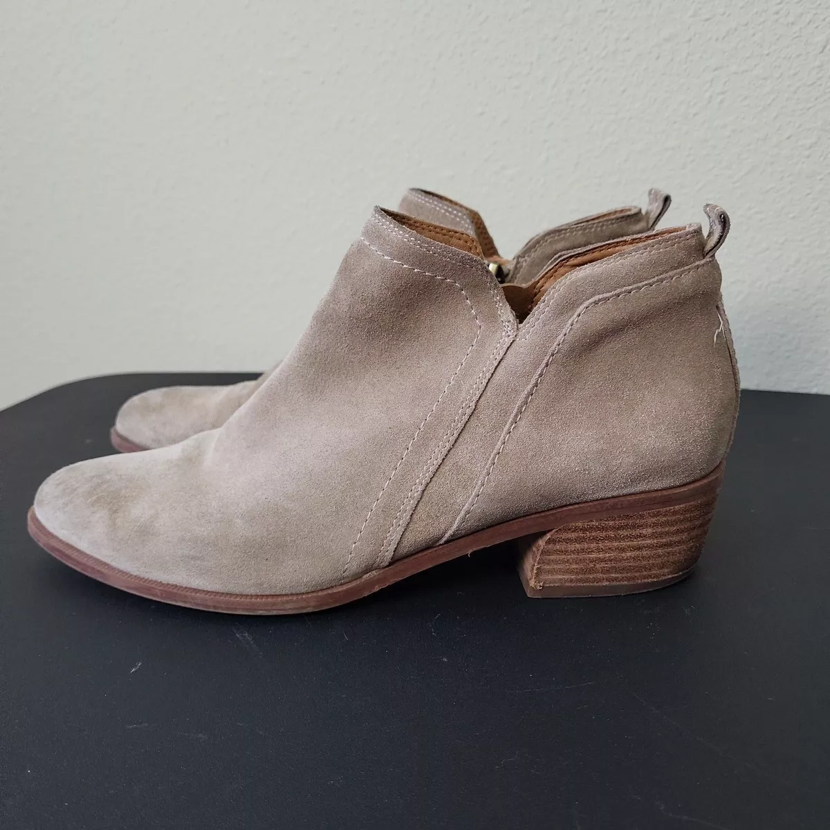 Franco Sarto Womens A Paivley Tan Side Zip Leather Ankle Booties