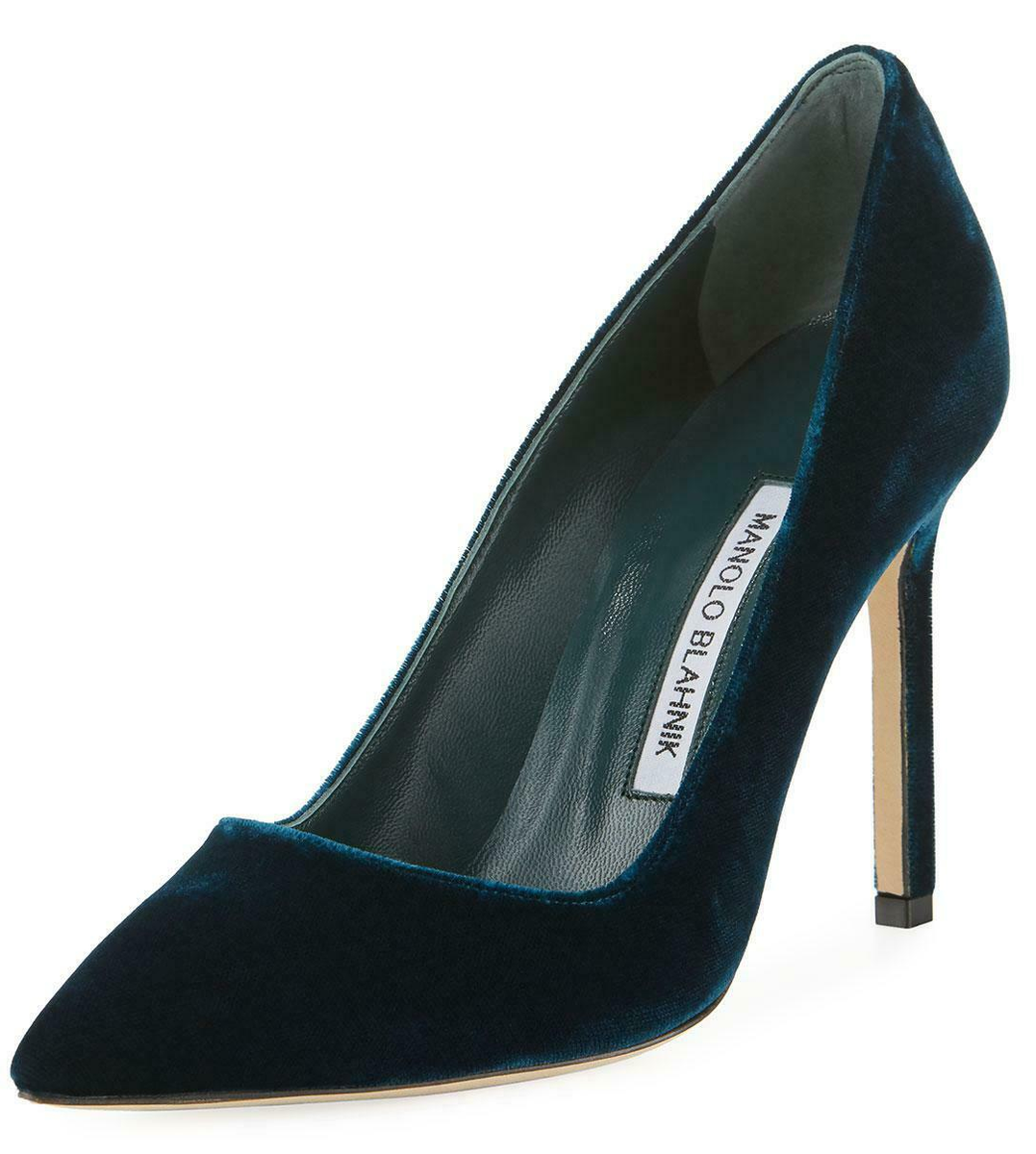 Escarpins Manolo Blahnik BB 105 - Talons Hauts Velours Bleu Marine - Taille 35.5 US - Neuf Avec Boîte