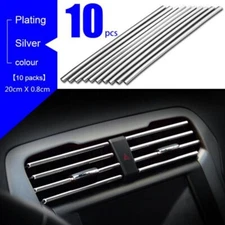 10pcs Car Air Conditioner Air Outlet Vent Strip Interior Decoration Trim Silver