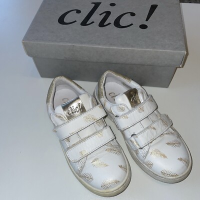 Clic CL-9476 Größe 28 weiß gold Glitzer Halbschuhe Sneaker echtes Leder