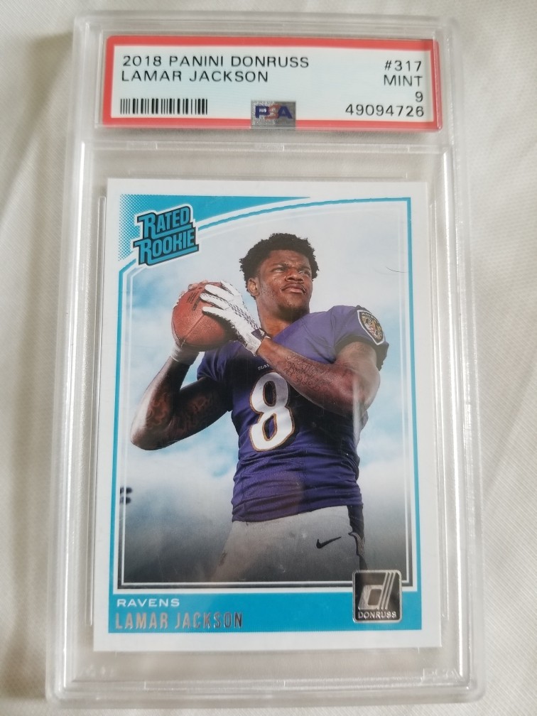 2018 Donruss Lamar Jackson rookie card #317 graded mint 9