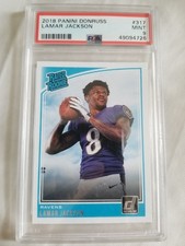 2018 Donruss Lamar Jackson rookie card #317 graded mint 9. rookie card picture
