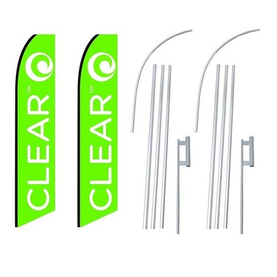 Clear Lime Green Swooper Flutter Feather Flag | 3ft W x 11.5ft Tall