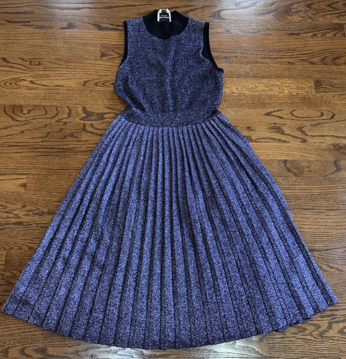 kate spade pleated sweater dress NWT Kate Spade Metallic Wrap Sweater Dress Size Medium Holiday Pleated  Stretch