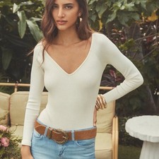 NWT 175 L'AGENCE Winona Bodysuit in White, Size XS