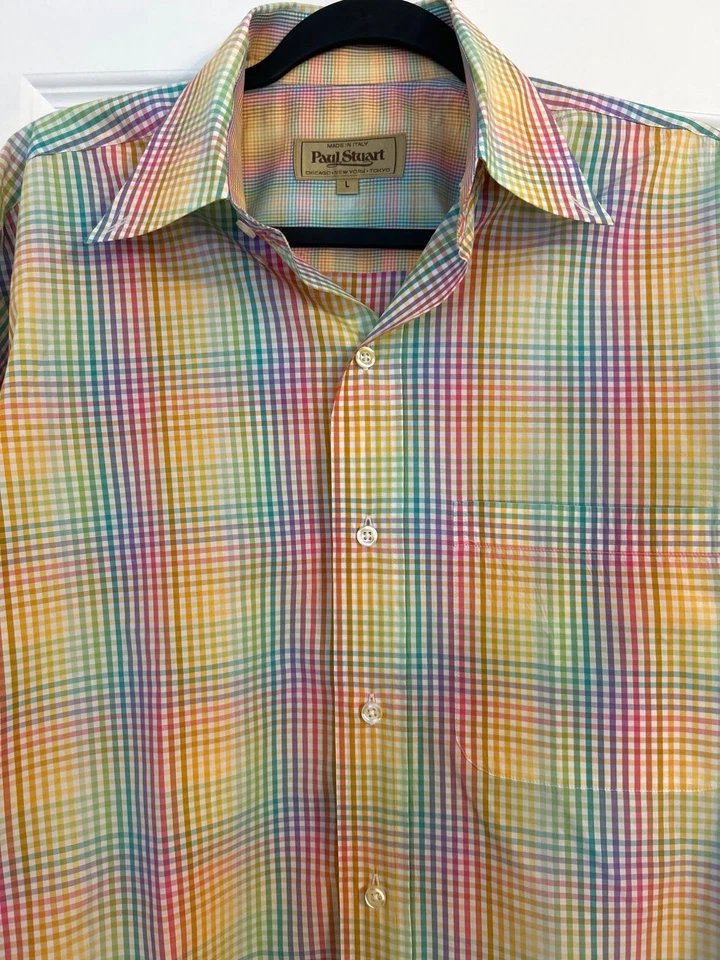Paul Stuart Luxury Shirt Men's Size L Multicolor Checked Button Down Long Sleeve - Image 2 of 4