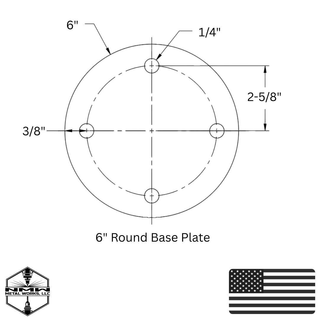 A36 Steel Round Base Plates w/ 4 Holes - Multiple Sizes - Made in USA ...