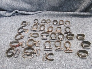 LOT OF 30 VARIOUS MILITARY MAUSER RIFLE REAR BANDS LARGE ASSORTMENT GOOD RESALE