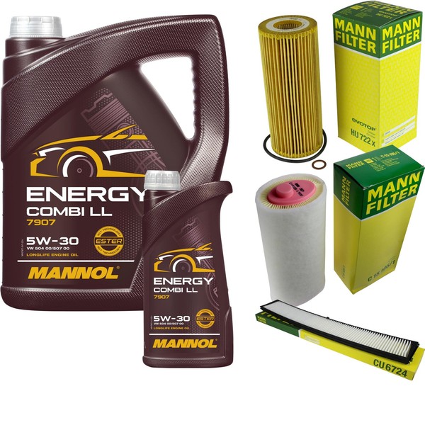 Inspektionspaket 6L Mannol Energy 5W-30 FüR BMW E46 320D 318D E83 2.0D 320Td-image