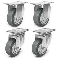 3 Inch Caster Wheels Rubber Wheels Silent Castor- Set Of 4 Heavy Duty Caster...