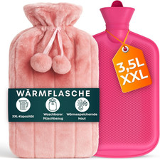 3,5-Liter Wärmflasche – Rosa Wärmflasche Mit Bezug, Plüsch-Wärmekissen Für Regel