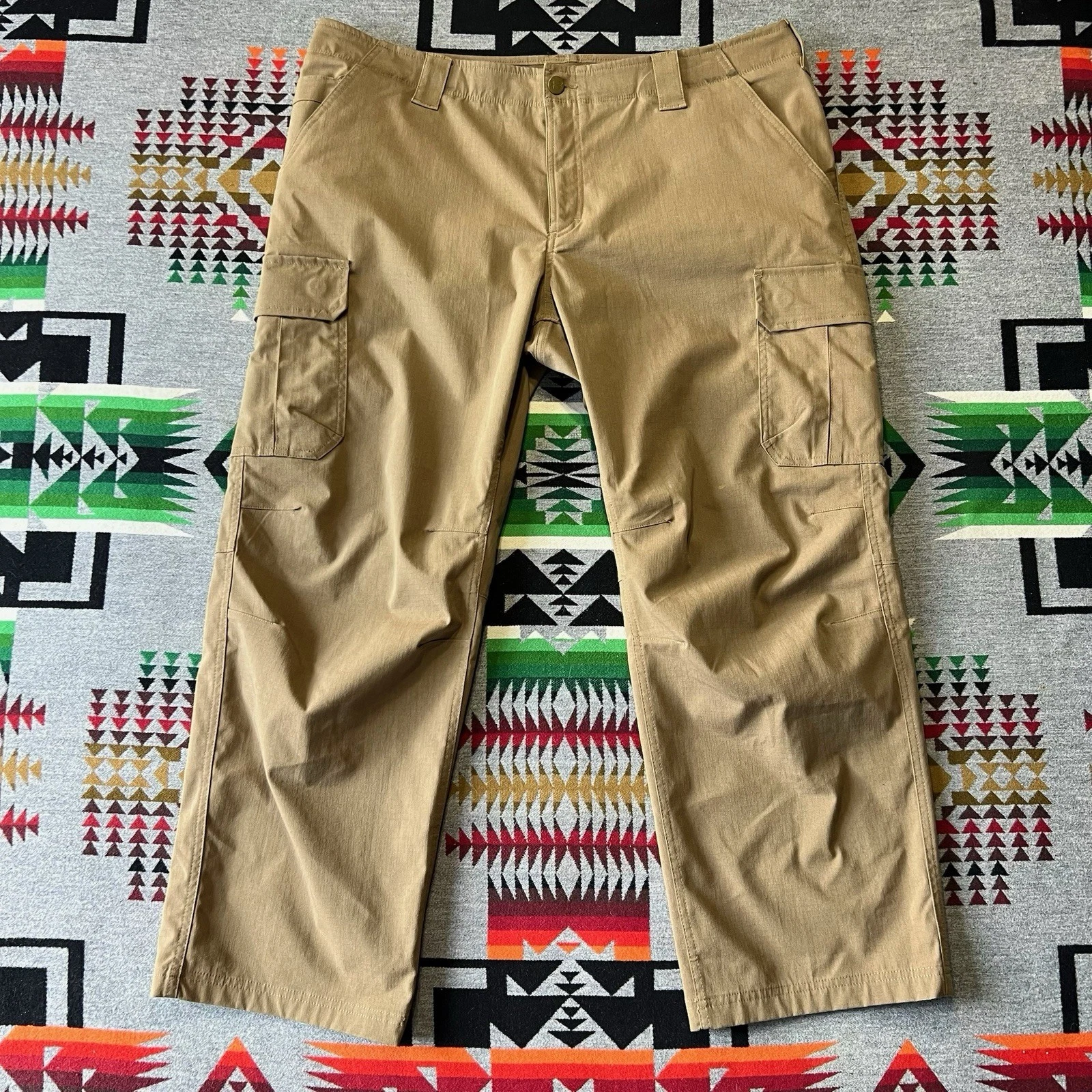 Under Armour Cargo Pants Mens 42x30 Brown Loose Fit Workwear B4